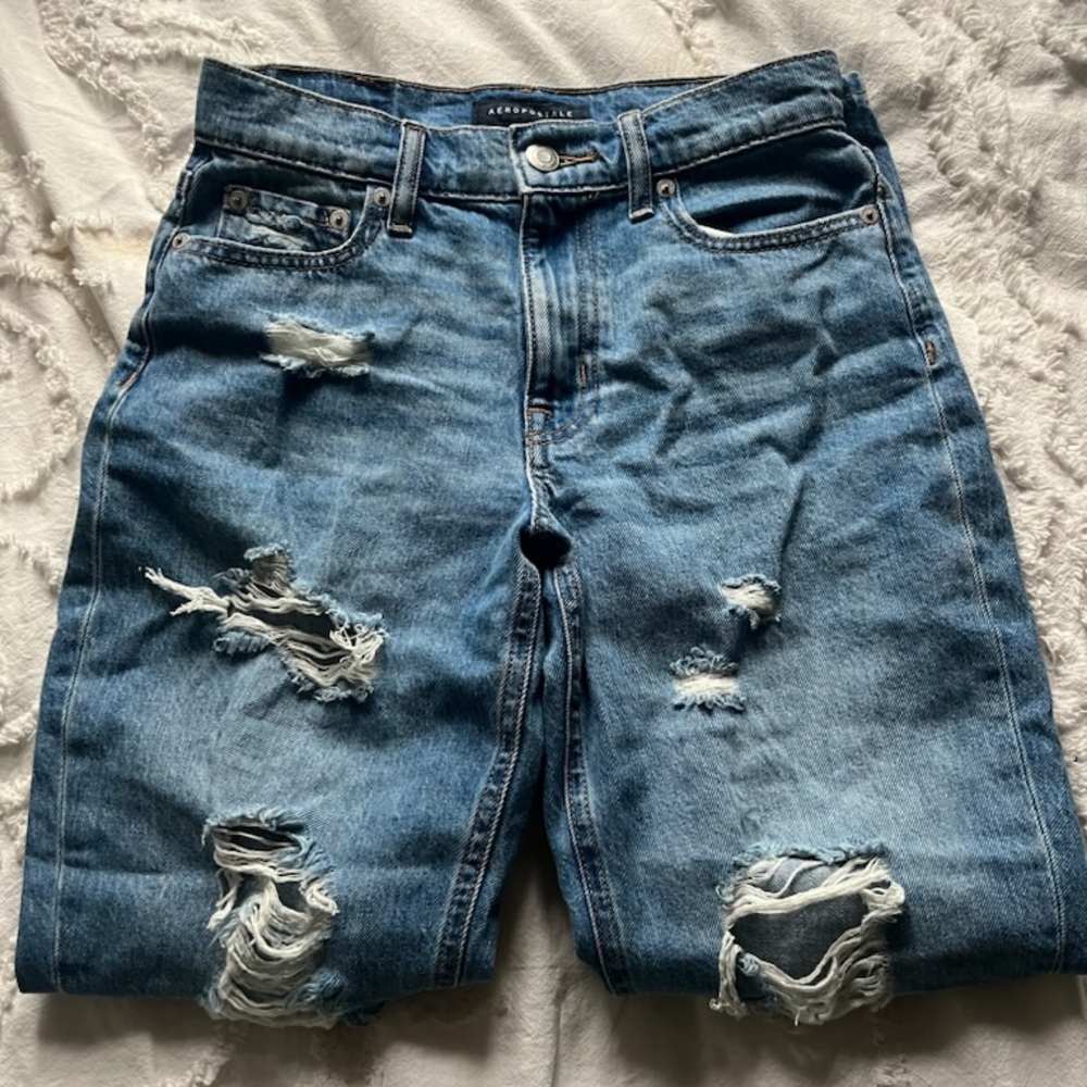 Aeropostale Blue Jean Shorts Distressed Cut-Off